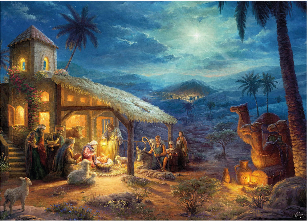 Ceaco Nativity 1000-piece artwork closeup showing festive details for cozy nights