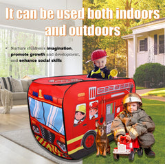 Cecailin fire truck tent promotes sharing and buddy play during pretend rescues