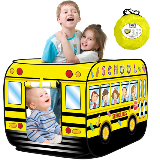 Cecailin school bus tent front view for easy indoor playtime and imaginative adventures.