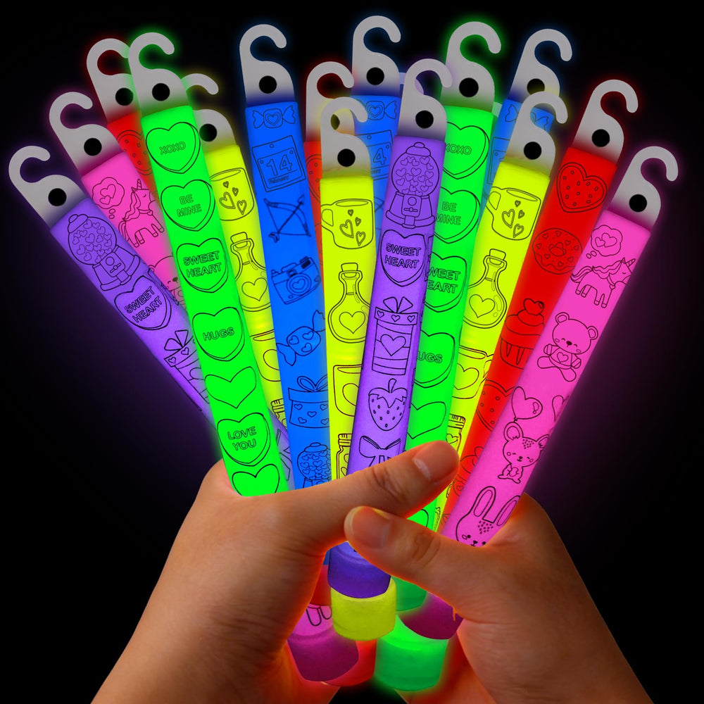 Ceiba Tree Valentines Classroom Gifts showcasing 24 cards and glow sticks.