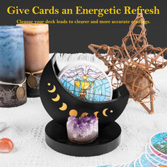 Ceiner tarot deck display box crystal storage compartment for healing stones and runes.