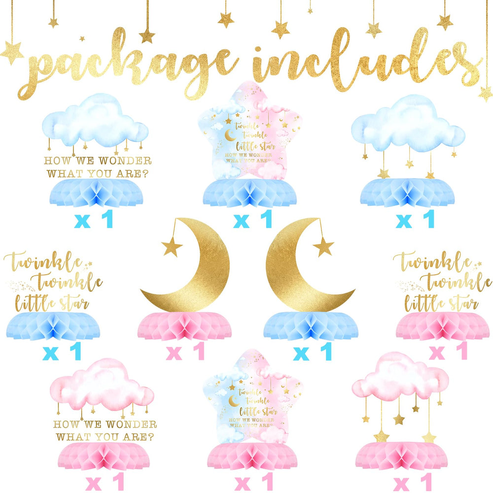 Celee Twinkle Twinkle cloud and star decor for a dreamy table scene.