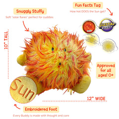 Celestial Buddies Sun Buddy with fuzzy solar flares and embroidered details.