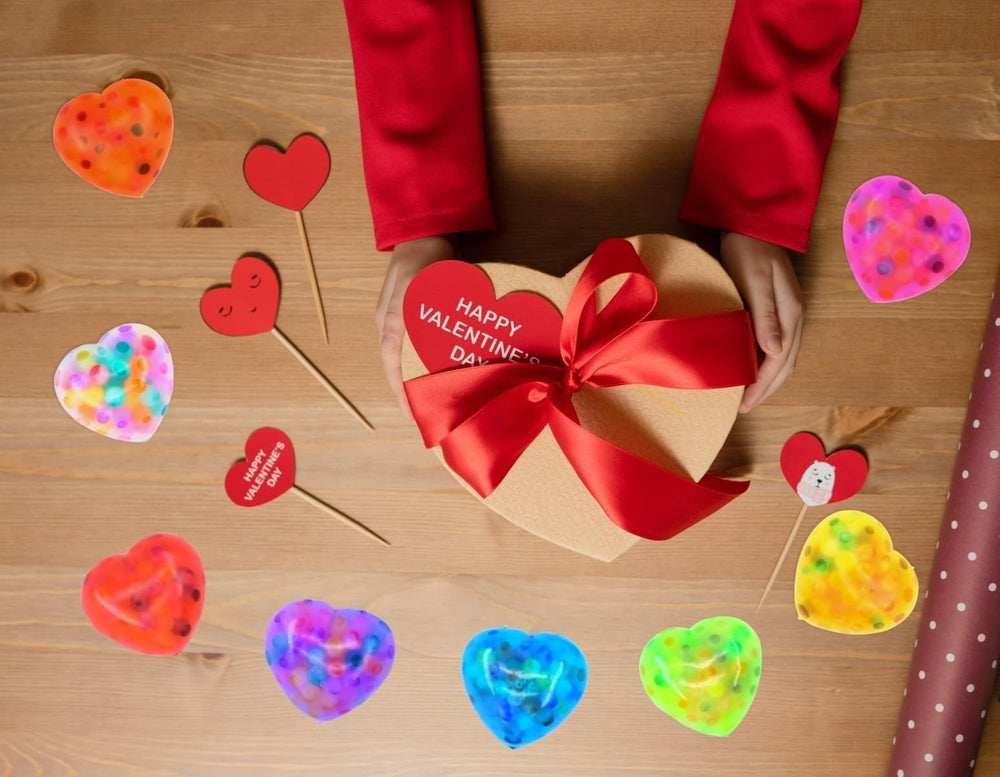 Cenmeytoy valentines squishy stress ball for desks or backpacks.