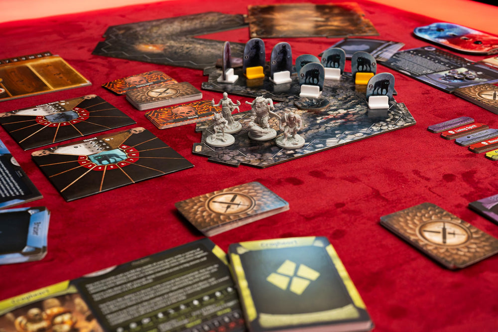 Cephalofair Games Gloomhaven 2nd Edition map and miniatures reveal tactical exploration potential.