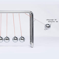 CERROPI Newtons Cradle side view showing smooth motion for science learning.