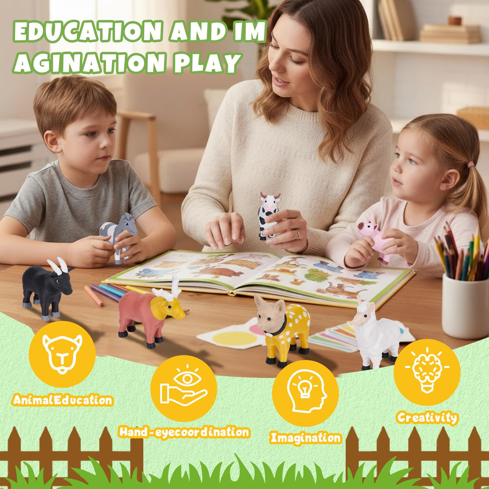 Cessfle kids playing with magnetic farm animals, open-ended creativity in action