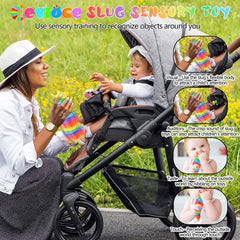 Cevioce slug toy delivers crisp sounds to engage hearing during sensory play.