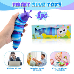 Cevioce Sensory Slug Toy held in hand for portable play on the go