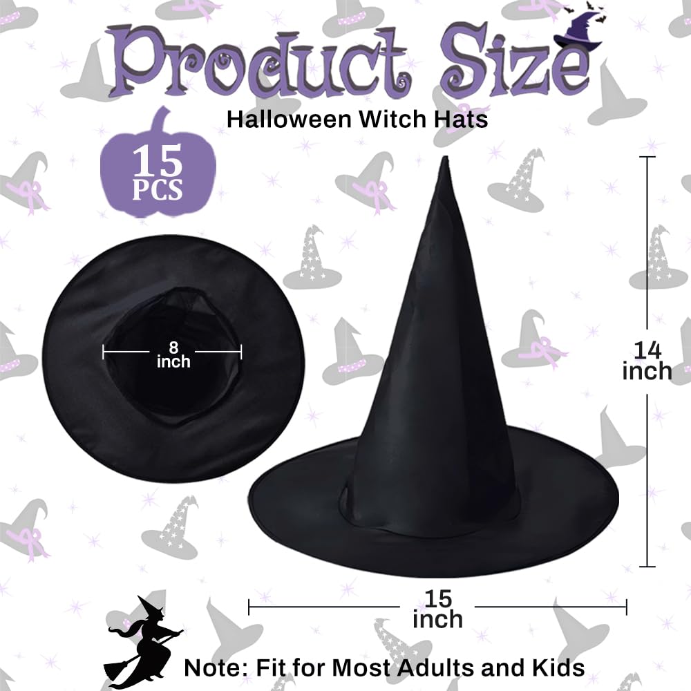 CGIYYAR witch hats with ribbons and light strips for easy DIY decorations.