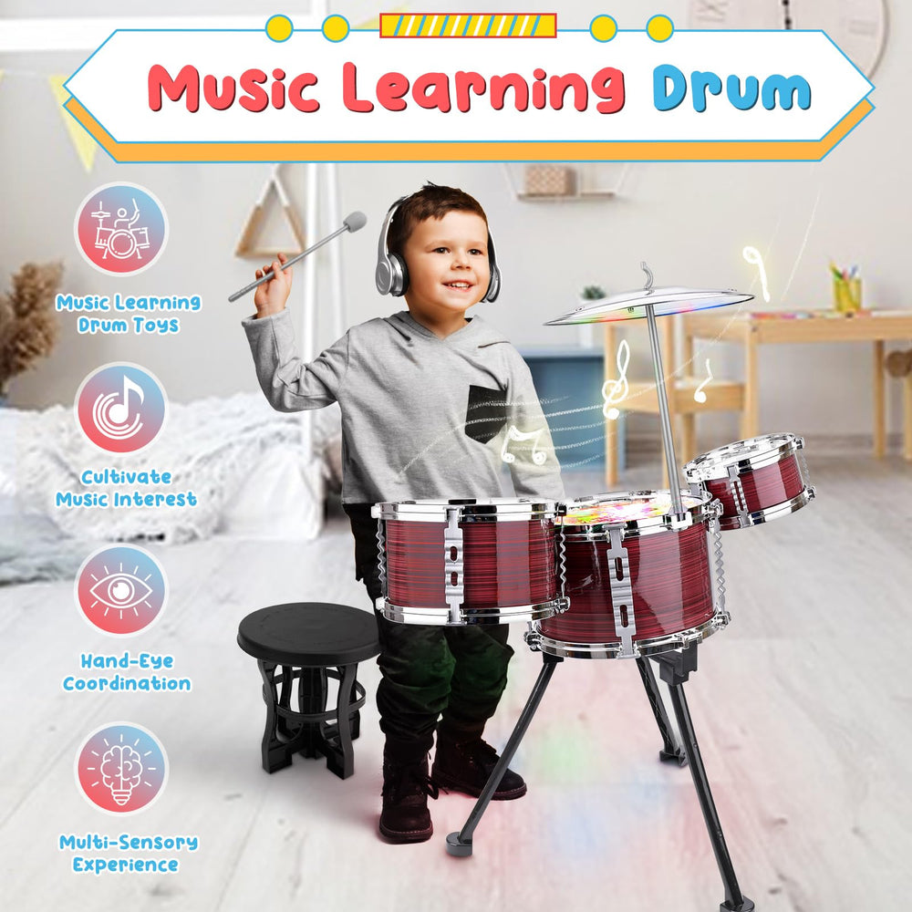 CHADRIGIVS drum kit with three drums and cymbal supports rhythm exploration.
