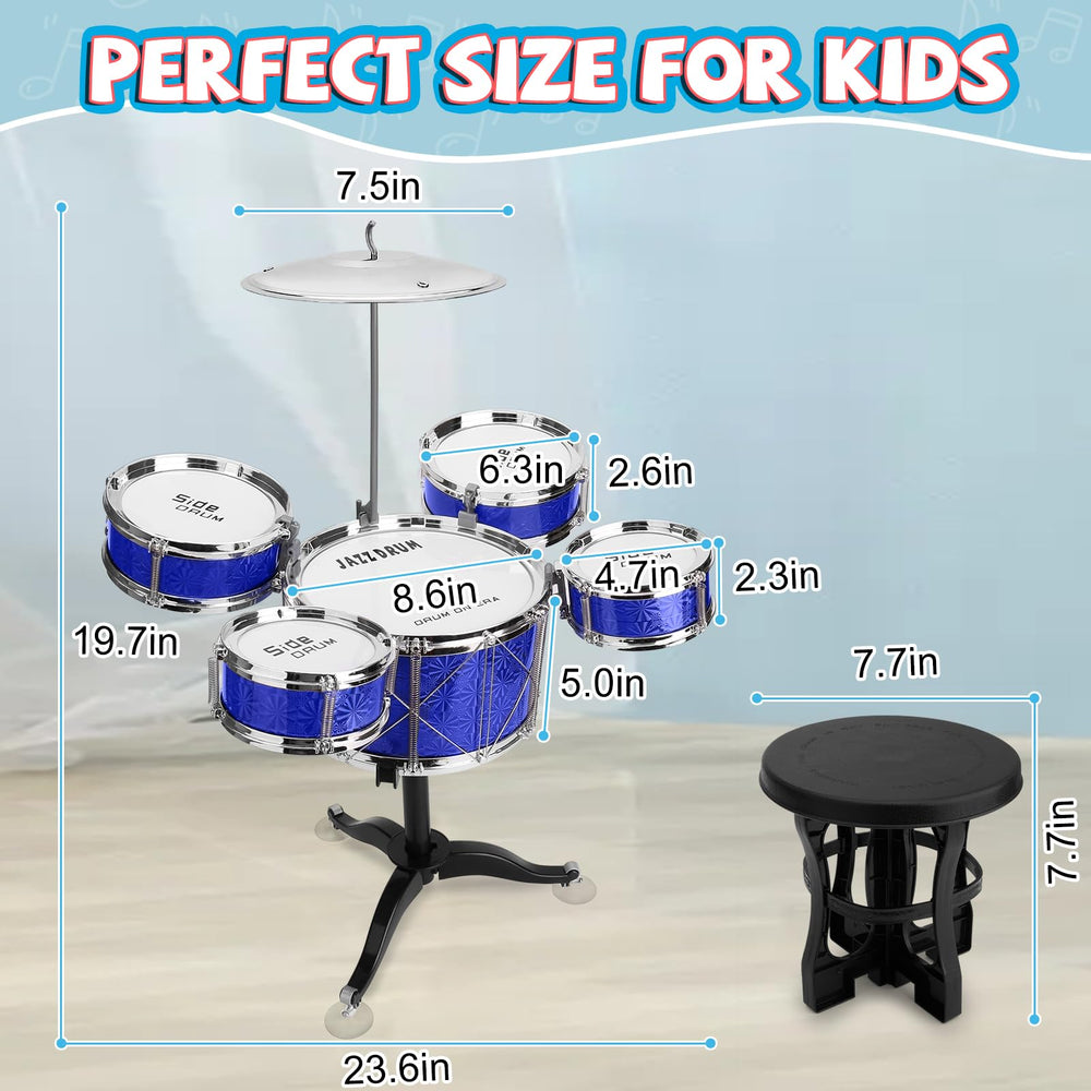 CHADRIGIVS Toddler Drum Set blue stool and pedestal, stable standing for energetic sessions
