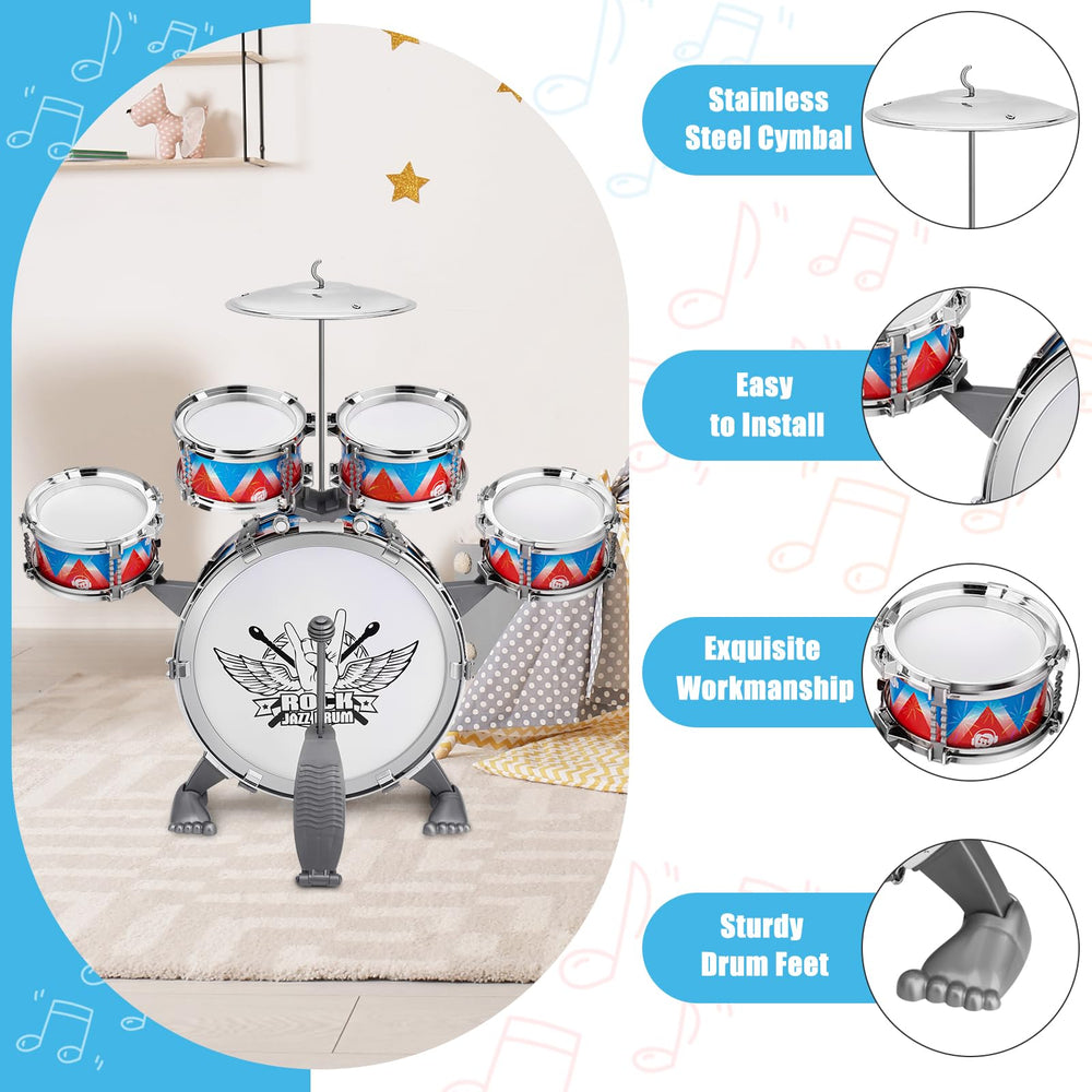 CHADRIGIVS toddler drum set showing four snare drums for little hands