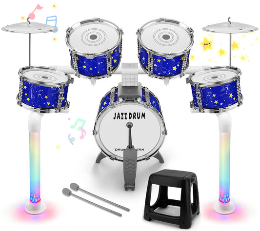 CHADRIGIVS upgraded kids drum set blue for imaginative play and early rhythm development