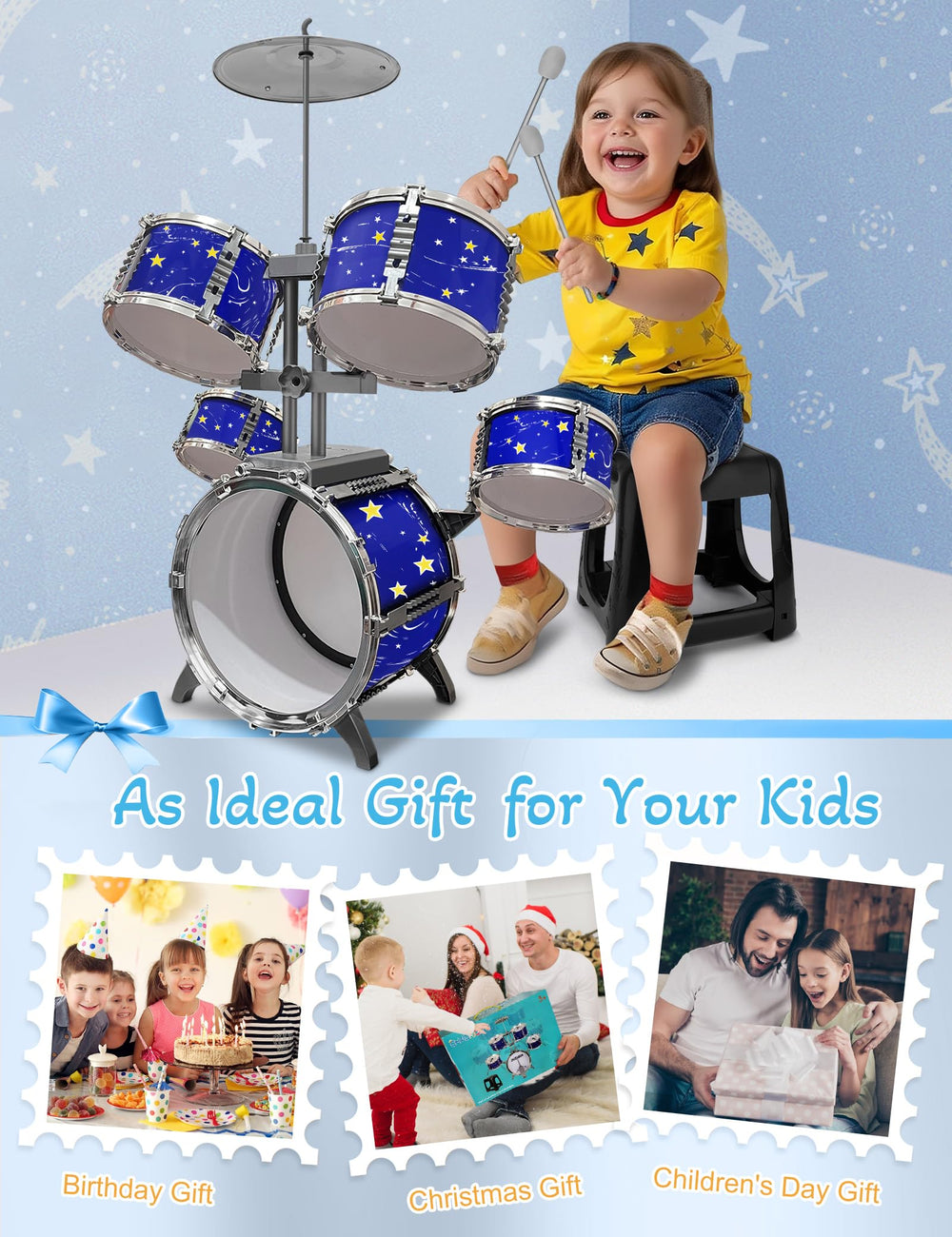 CHADRIGIVS drum set cymbal close-up, adds realistic musical feel during pretend performances.