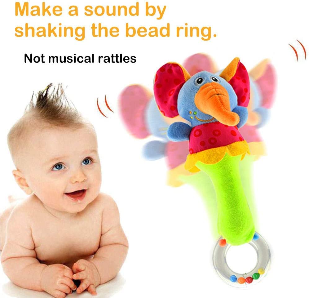CHAFIN Lion plush toy rattle offers bright colors for visual tracking.
