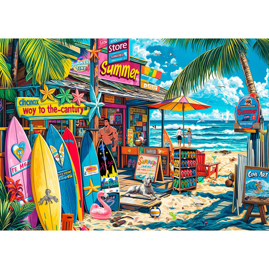 Chalzidar 1000-piece summer coast puzzle ready for focused relaxation.