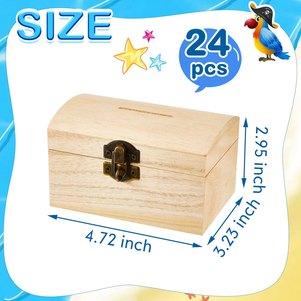 Chapou wooden treasure box showing hinged lid and coin slot for savings