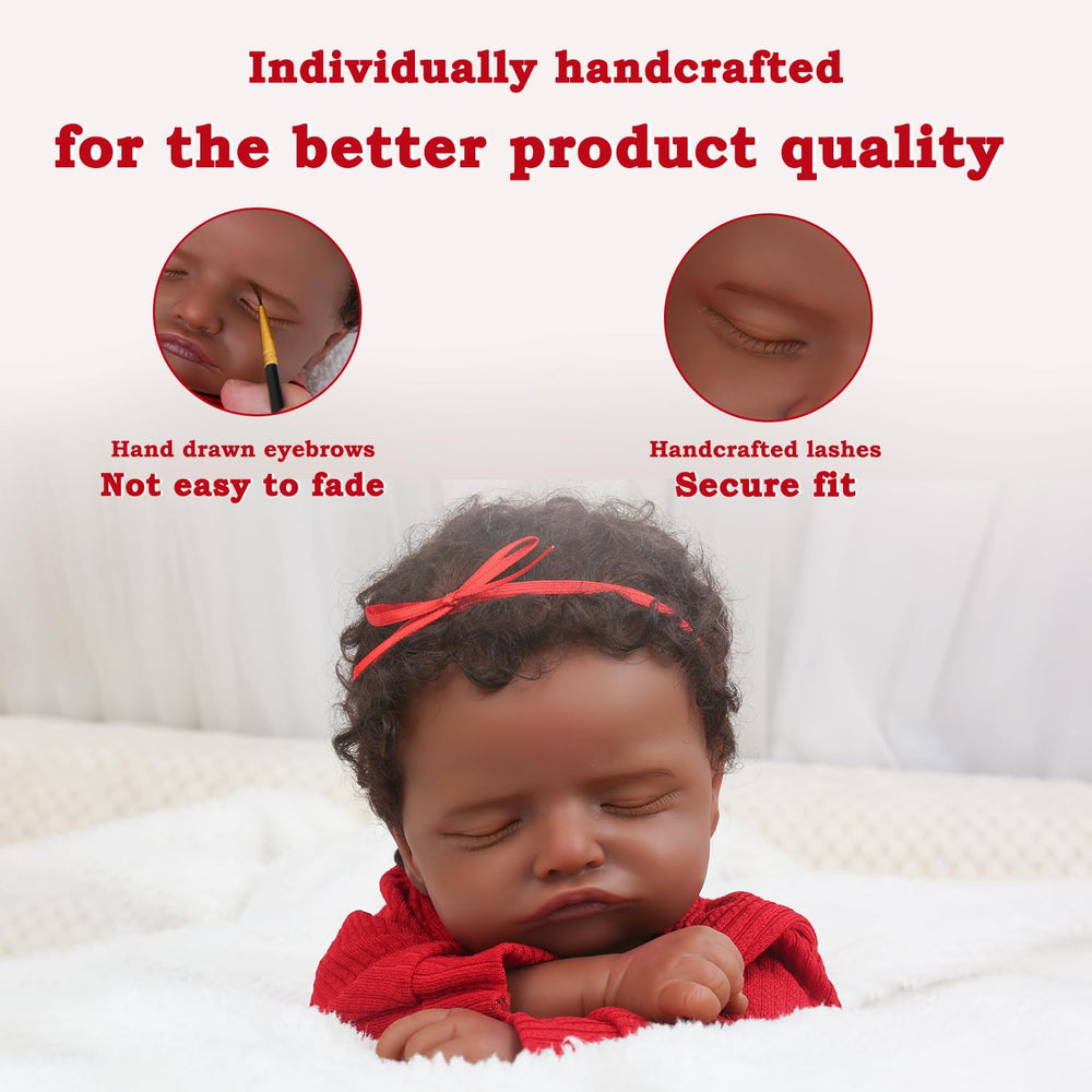 CHAREX Realistic 18-inch reborn doll handcrafted eyebrows add realism for storytelling.