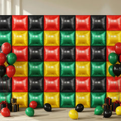 Charnoel square foil balloons create a bold wall backdrop for celebrations.