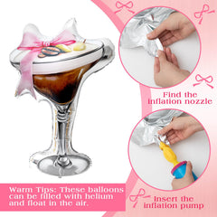 Charnoel martini glass design balloon adds festive flair to bachelorette parties.