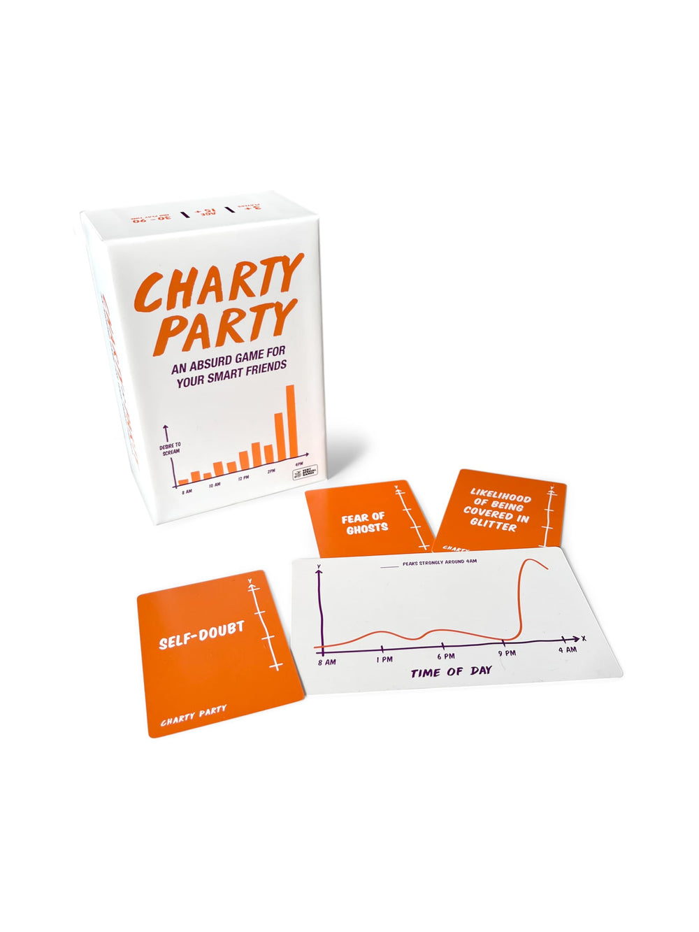 Charty Party 2025 Edition game box showing updated charts for easy setup and family fun