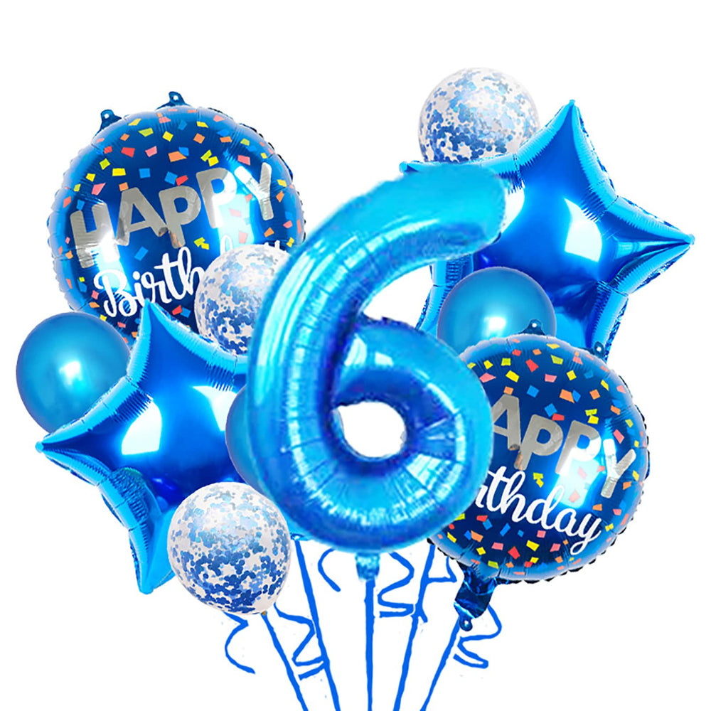 Chaungfu blue 6th birthday foil balloon, 18-inch display for festive photos