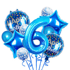 Chaungfu blue 6th birthday foil balloon, 18-inch display for festive photos