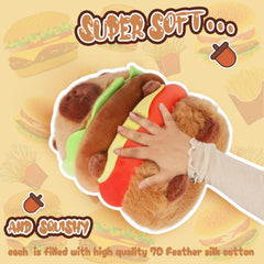CHDBLOCK Hamburger Capybara Plush closeup fabric, showing soft material and stitching detail.