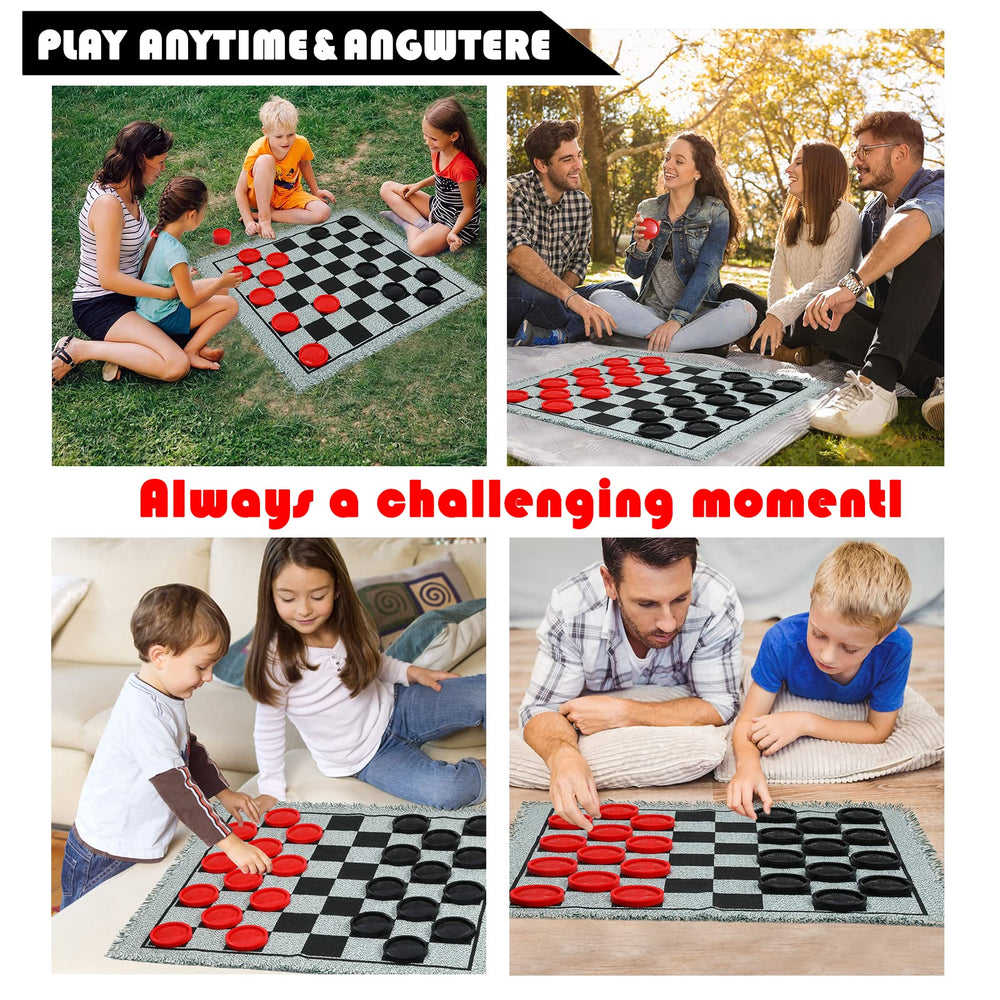 Chdousha giant checkers pieces 24 set in red and black for outdoor fun
