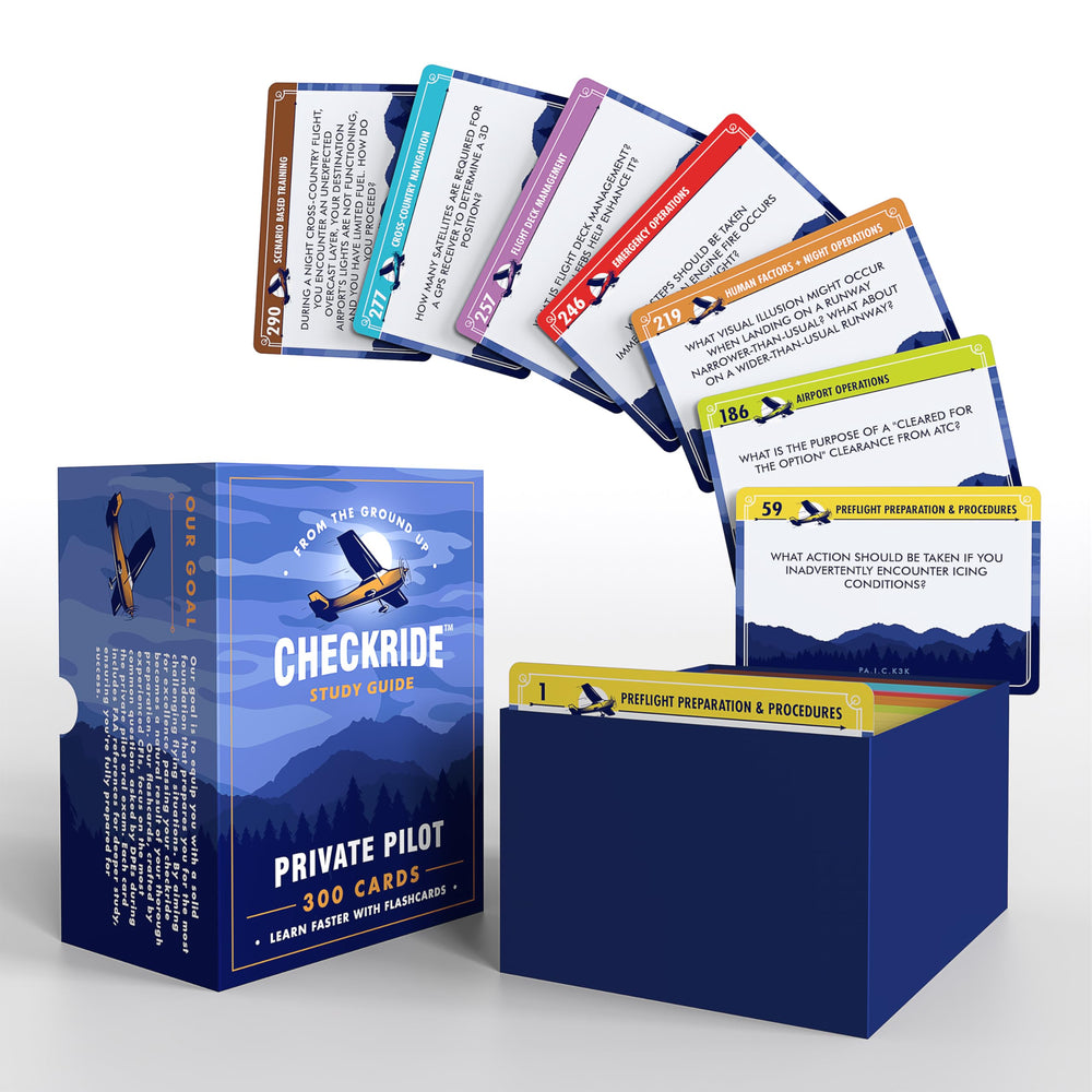 Checkride Study Guide flashcards cover—durable and portable for on-the-go prep.