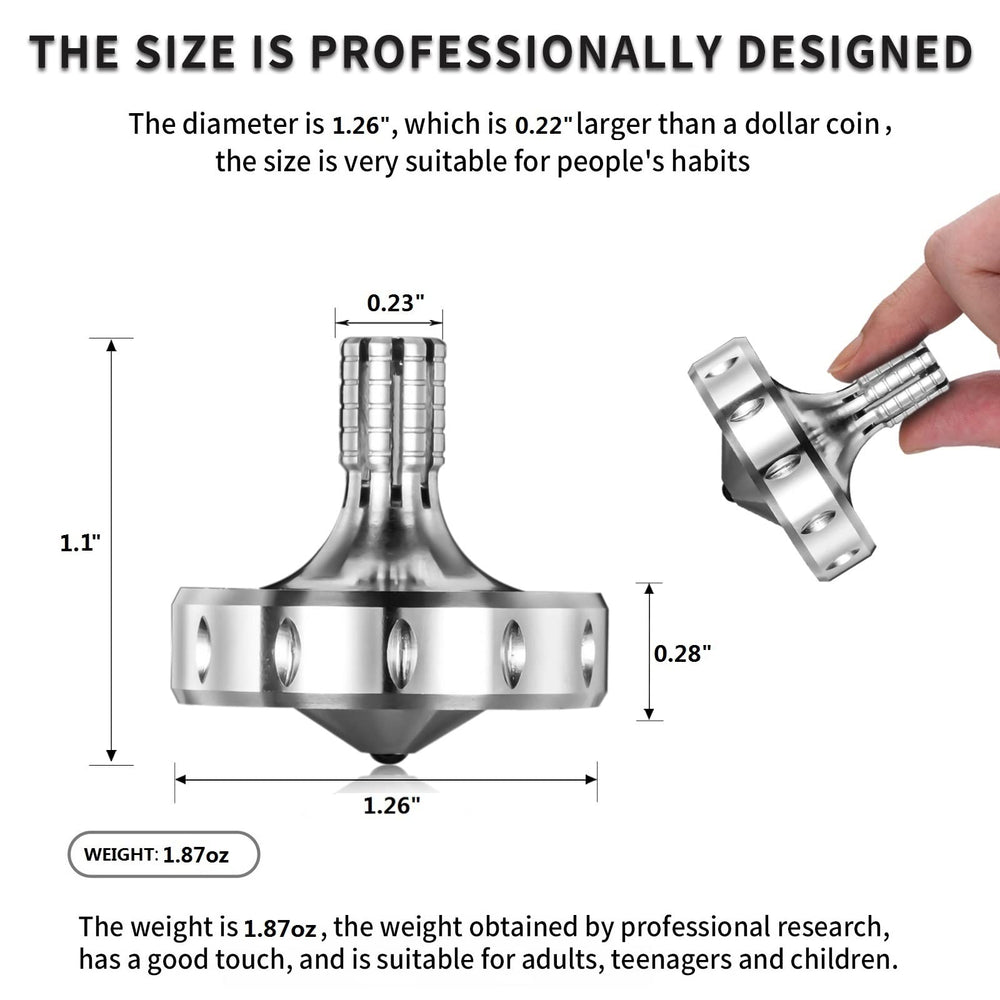 CHEETOP precision metal spinning top balance captured in a stable spin for concentration.