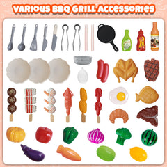Cheffun Kids Grill Playset smoke and light showcase engaging pretend barbecue effects.