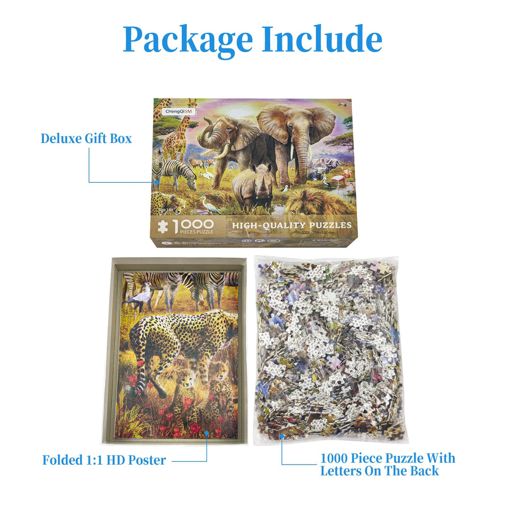 CHengQiSM African beasts closeup puzzle, enhances problem solving through play.