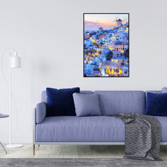 CHengQiSM Santorini image of sunset lights inspires cozy room ambiance.