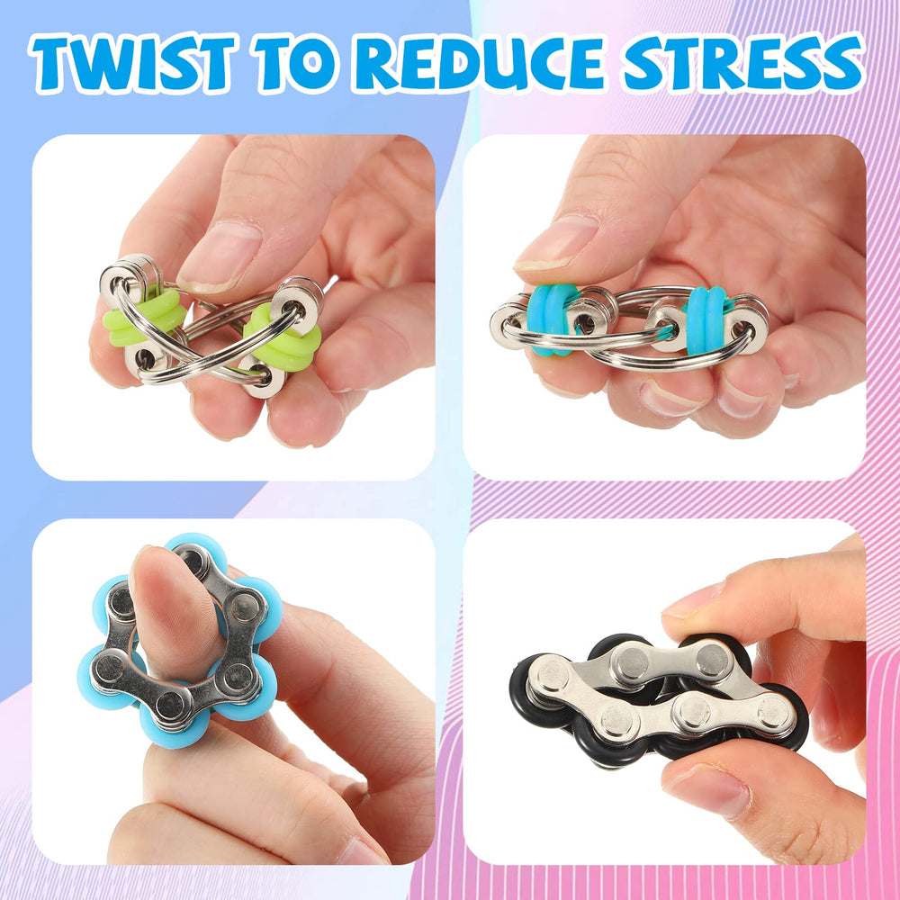 Chengu dark blue bike chain keychain helps finger dexterity and concentration