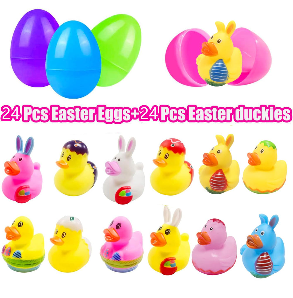 Cherislpy bunny duckies in bright eggs—perfect for bath time play.