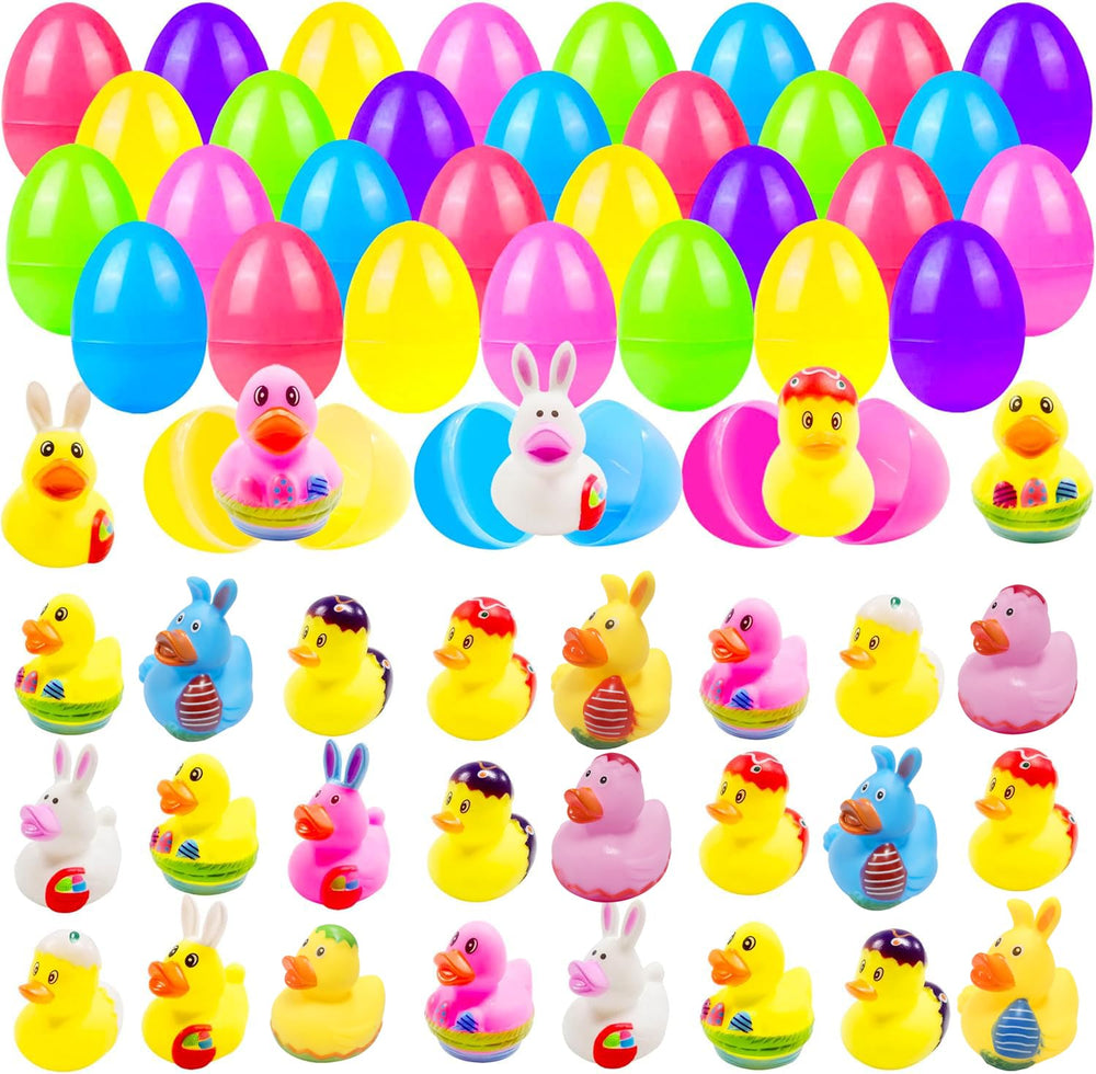 Cherislpy Easter eggs with duckies—colorful pack for engaging egg hunts.