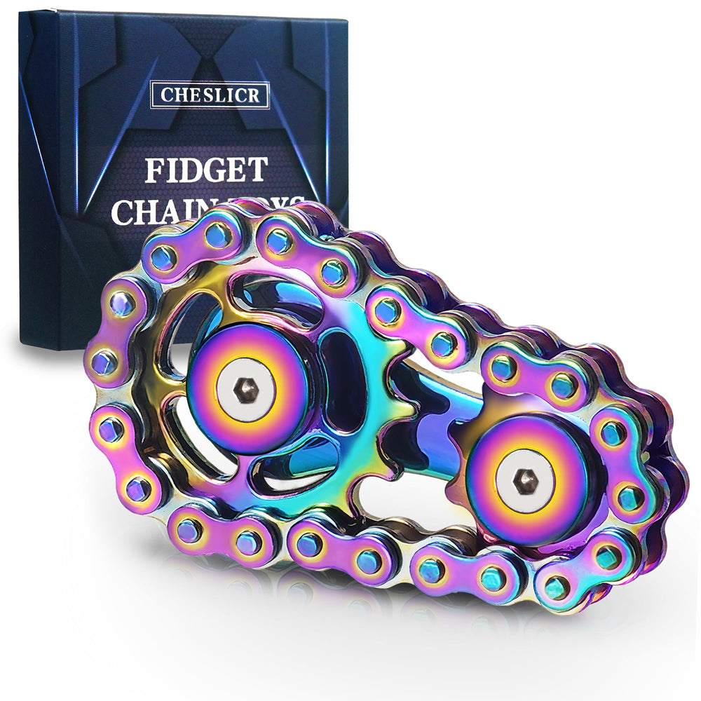CHESLICR fidget toy bike chain assembly close-up for tactile creativity and DIY fun