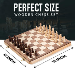 Chess Armory walnut inlaid board close-up.
