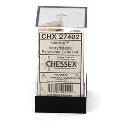 Chessex marble ivory black set in a tray highlights premium presentation.