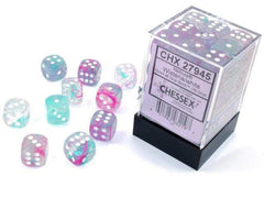 Chessex Nebula 12mm d6 glow dice with luminary flecks for night play