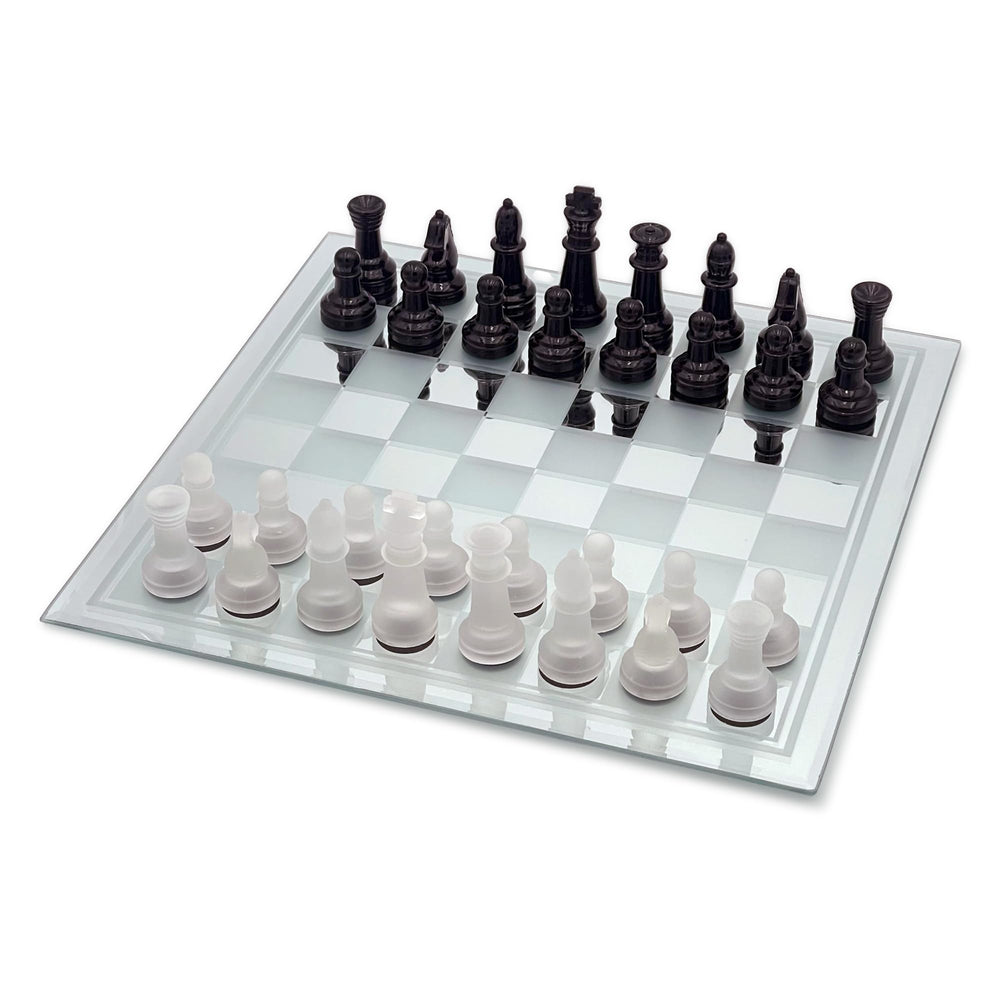 CHH Avant-Garde black frosted glass chess board adds modern elegance for game nights