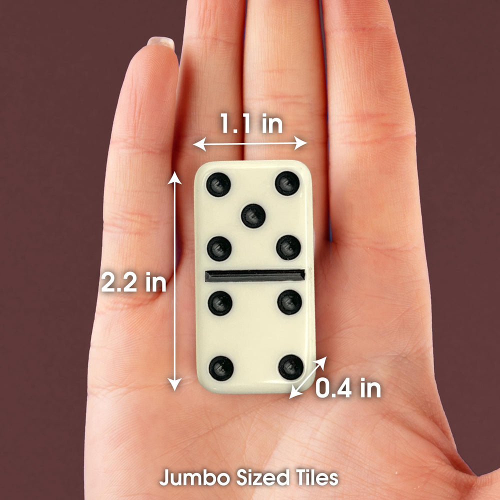 CHH domino set stored in sturdy cardboard box for organized game nights.