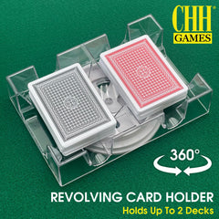 CHH clear plastic holder with 360-degree rotating base in use