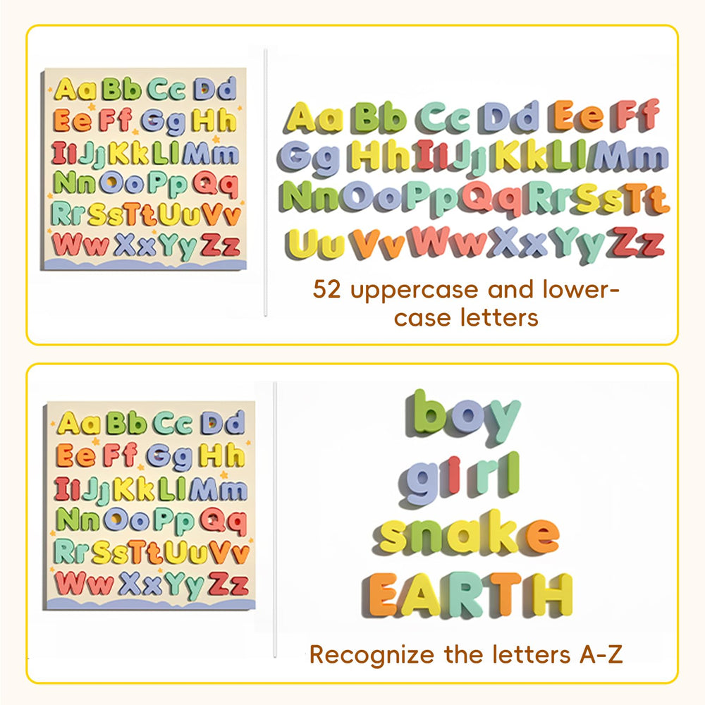 CHHQLZS wooden alphabet puzzle supports screen-free, quiet learning moments.