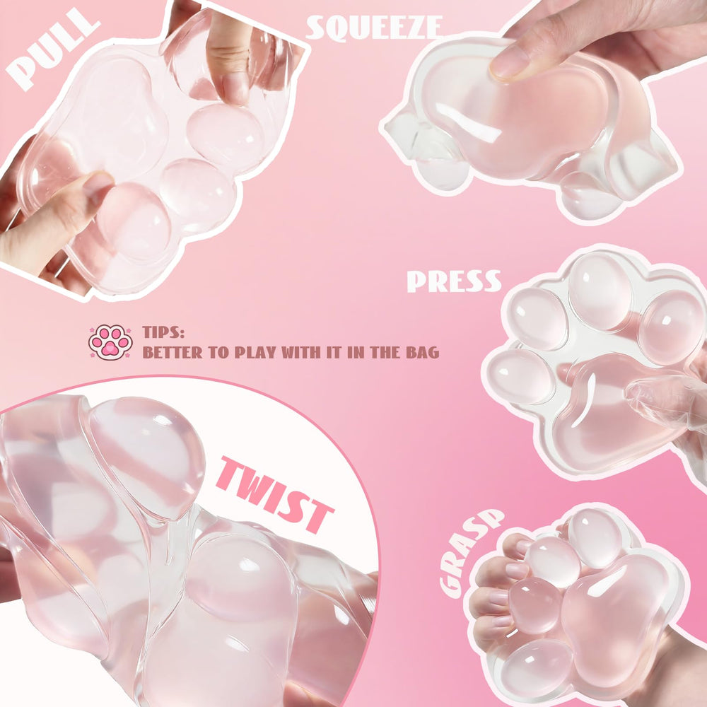 Chicooan clear pink paw squishy offers premium feel and satisfying tactile experience.