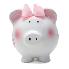 Child to Cherish butterfly piggy bank top view showing wide 1.5 inch coin slot