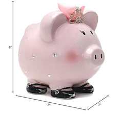 Child to Cherish piggy bank princess dimensions—measures 8 by 7 by 7 inches