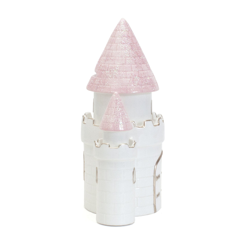 Child to Cherish piggy bank with snug rubber plug to keep coins secure.